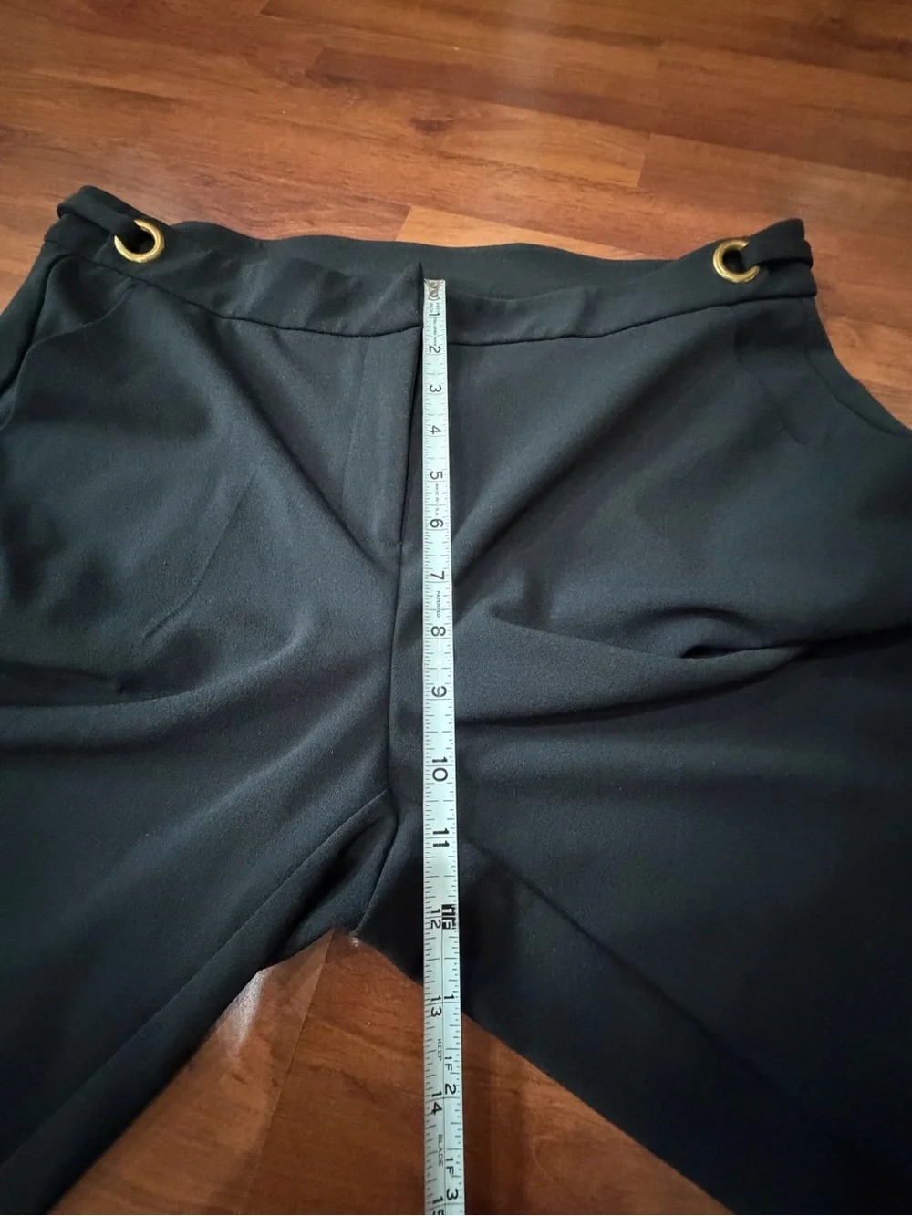 Michael Michael Kors Dress Pants Women  Size L Black Gold Ring Accent Tapered